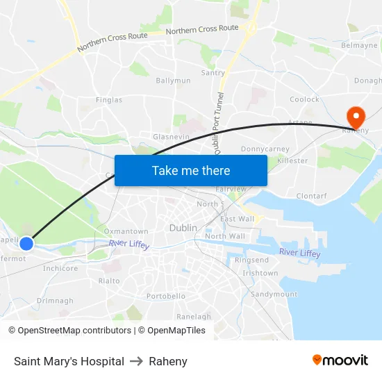 Saint Mary's Hospital to Raheny map
