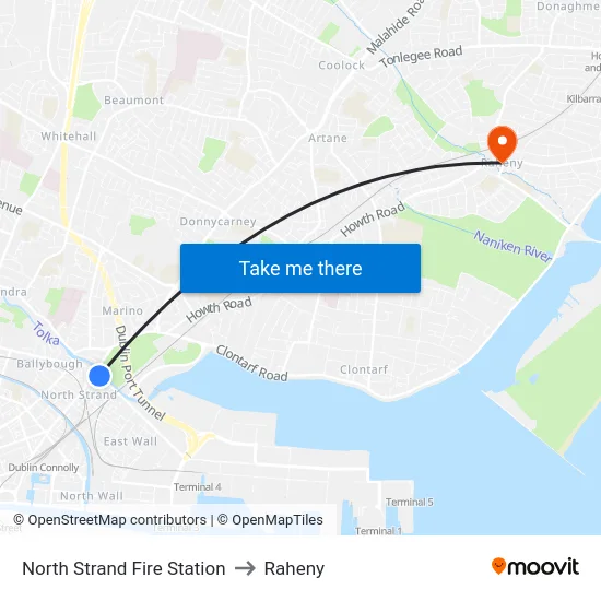 North Strand Fire Station to Raheny map