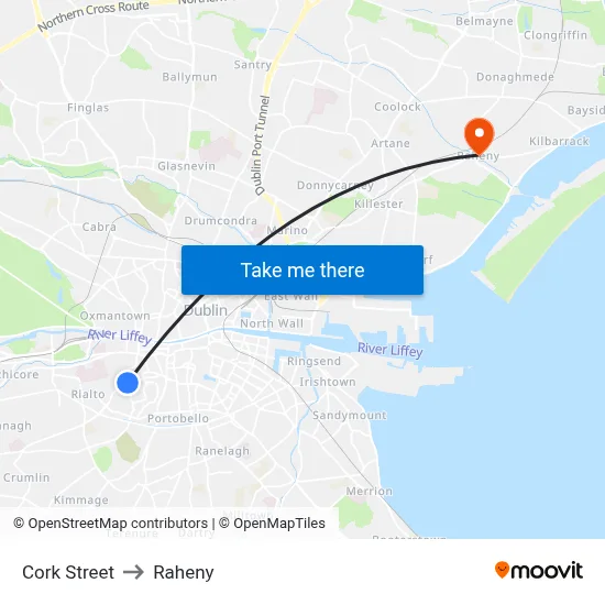Cork Street to Raheny map