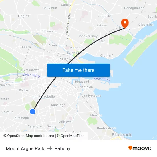 Mount Argus Park to Raheny map