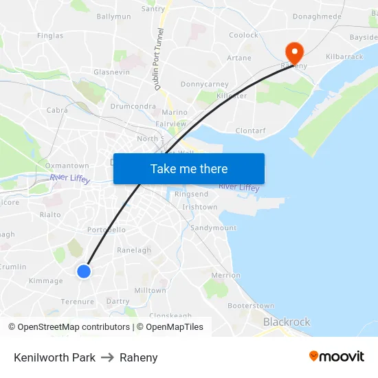 Kenilworth Park to Raheny map