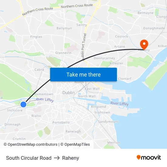 South Circular Road to Raheny map
