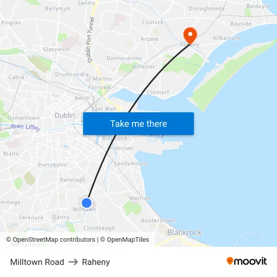 Milltown Road to Raheny map