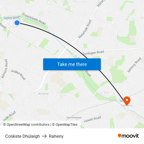 Coláiste Dhúlaigh to Raheny map