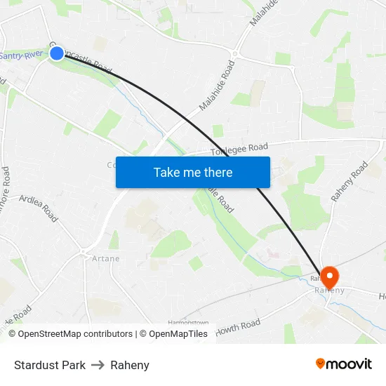 Stardust Park to Raheny map