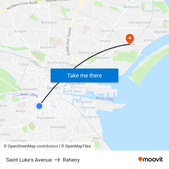 Saint Luke's Avenue to Raheny map