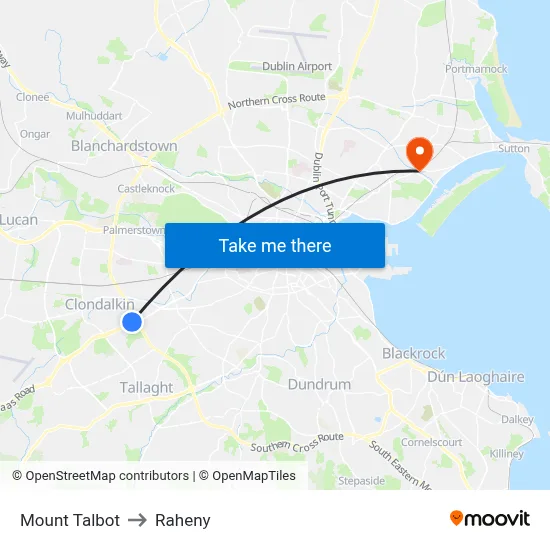 Mount Talbot to Raheny map