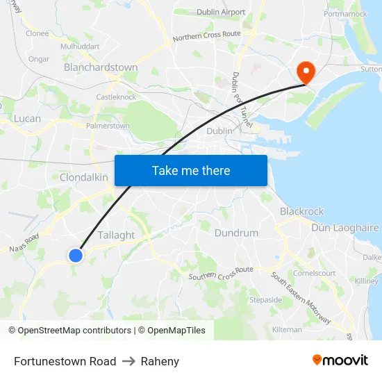 Fortunestown Road to Raheny map