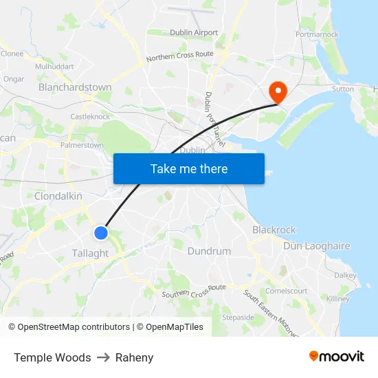 Temple Woods to Raheny map