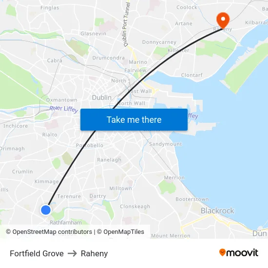 Fortfield Grove to Raheny map