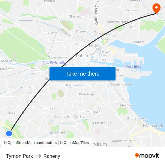 Tymon Park to Raheny map