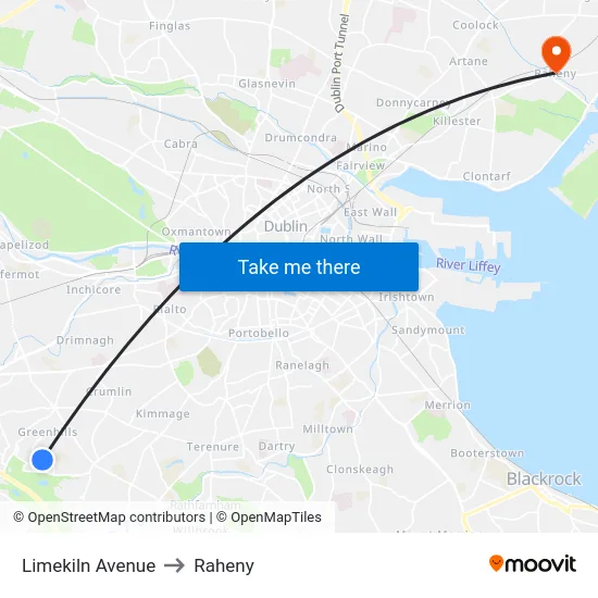 Limekiln Avenue to Raheny map