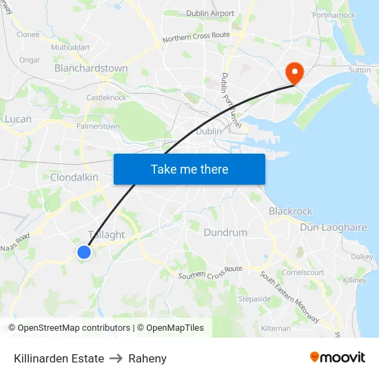 Killinarden Estate to Raheny map