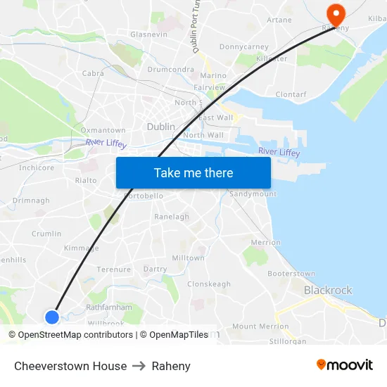 Cheeverstown House to Raheny map