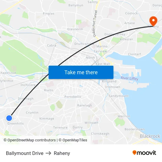 Ballymount Drive to Raheny map