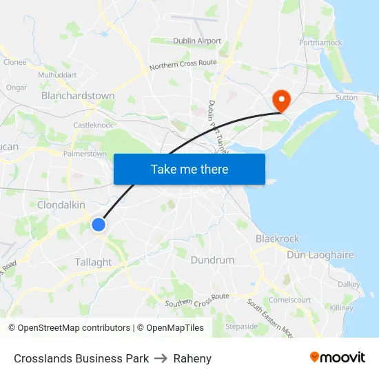 Crosslands Business Park to Raheny map