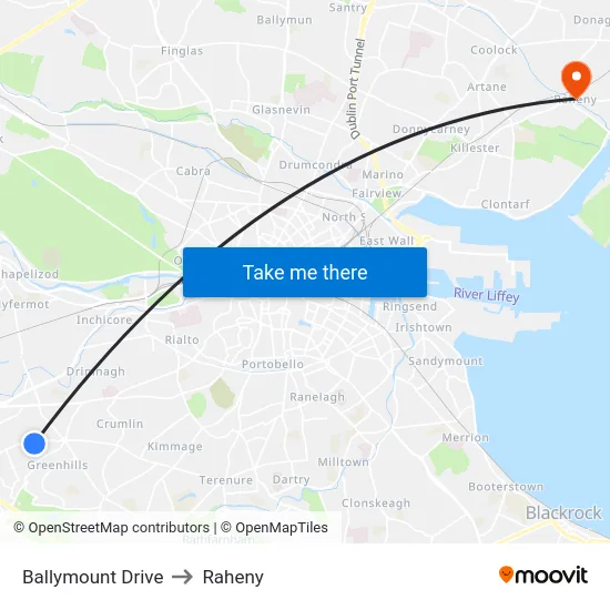 Ballymount Drive to Raheny map