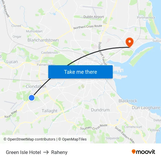 Green Isle Hotel to Raheny map
