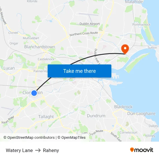 Watery Lane to Raheny map