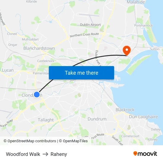Woodford Walk to Raheny map