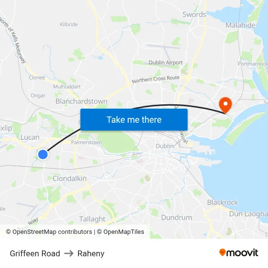 Griffeen Road to Raheny map