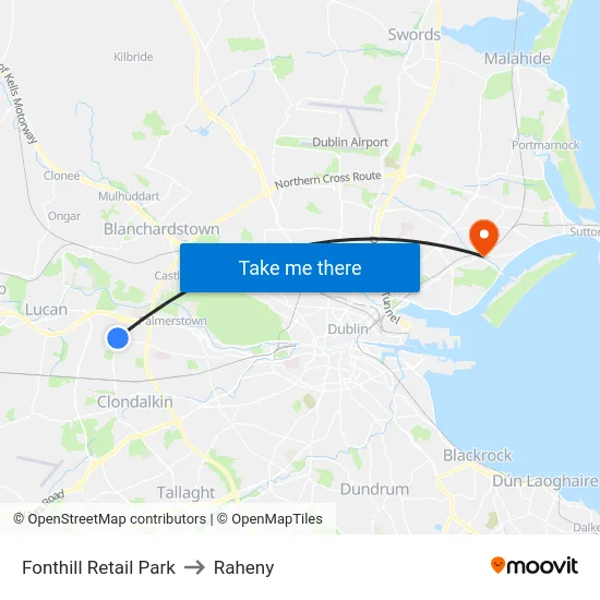 Fonthill Retail Park to Raheny map