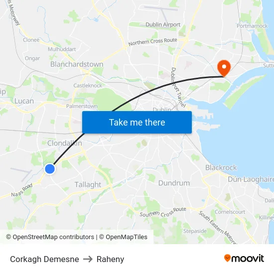 Corkagh Demesne to Raheny map