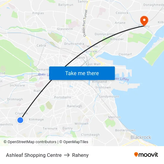 Ashleaf Shopping Centre to Raheny map