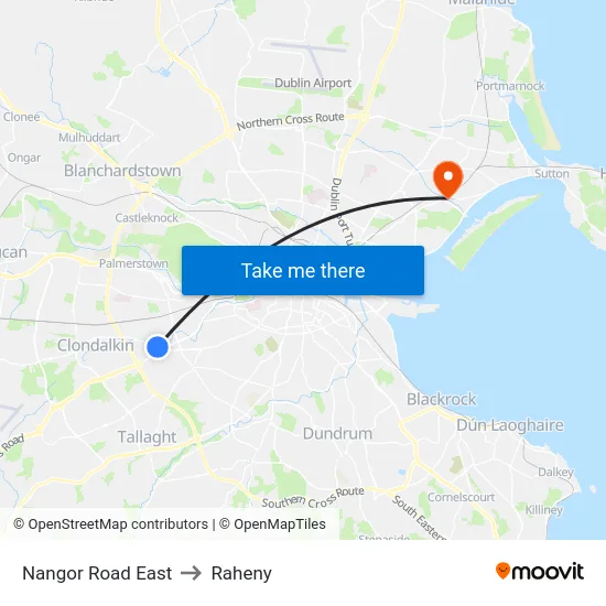 Nangor Road East to Raheny map