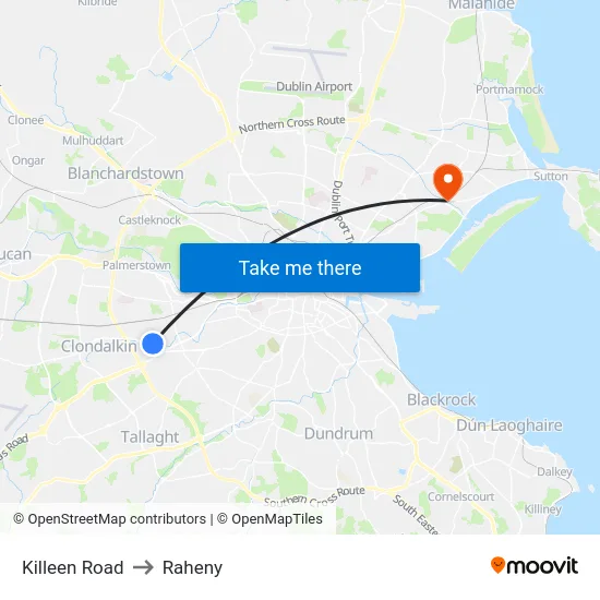 Killeen Road to Raheny map