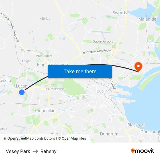 Vesey Park to Raheny map