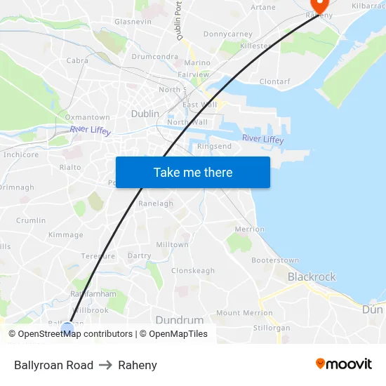 Ballyroan Road to Raheny map