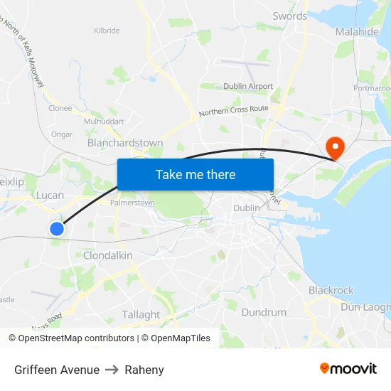 Griffeen Avenue to Raheny map