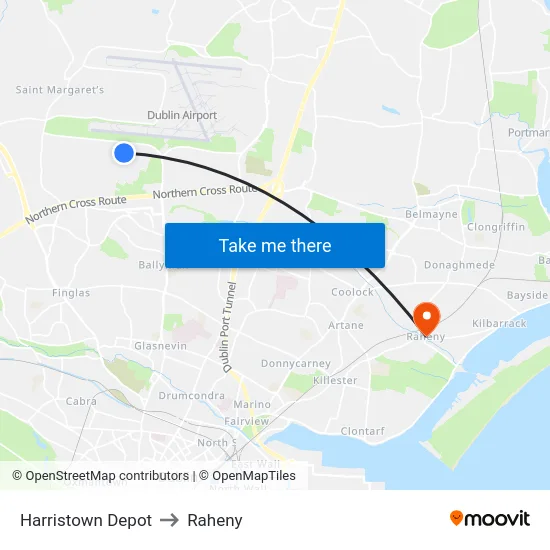 Harristown Depot to Raheny map