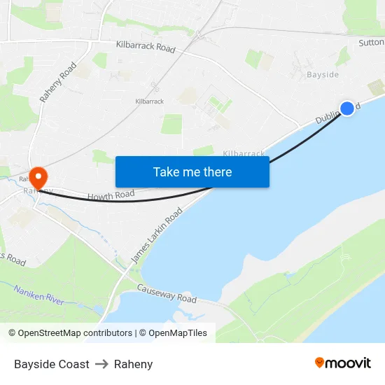 Bayside Coast to Raheny map