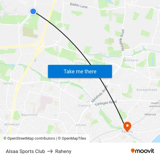 Alsaa Sports Club to Raheny map
