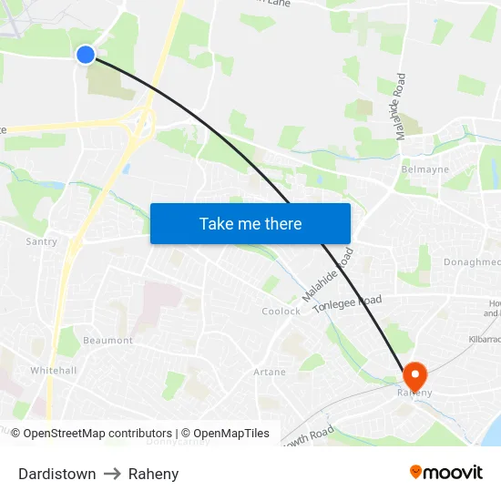 Dardistown to Raheny map