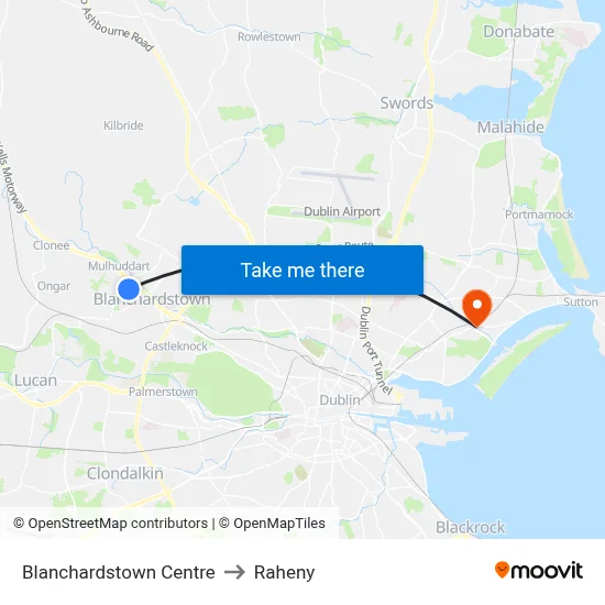 Blanchardstown Centre to Raheny map