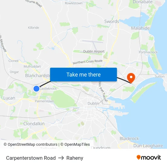 Carpenterstown Road to Raheny map