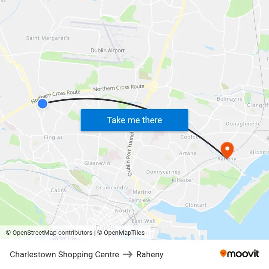Charlestown Shopping Centre to Raheny map