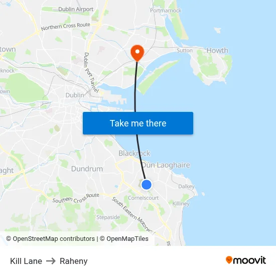 Kill Lane to Raheny map