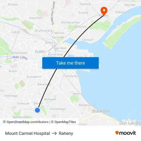 Mount Carmel Hospital to Raheny map