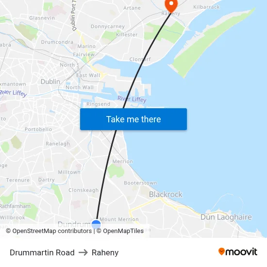 Drummartin Road to Raheny map