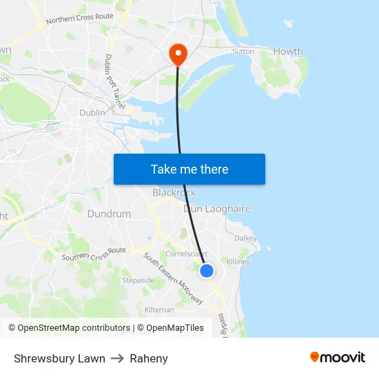 Shrewsbury Lawn to Raheny map