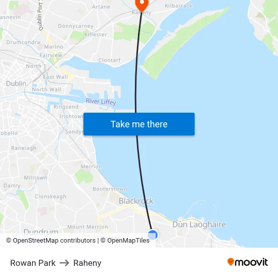 Rowan Park to Raheny map