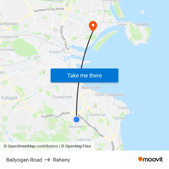 Ballyogan Road to Raheny map