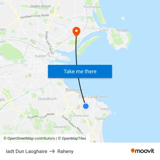Iadt Dun Laoghaire to Raheny map