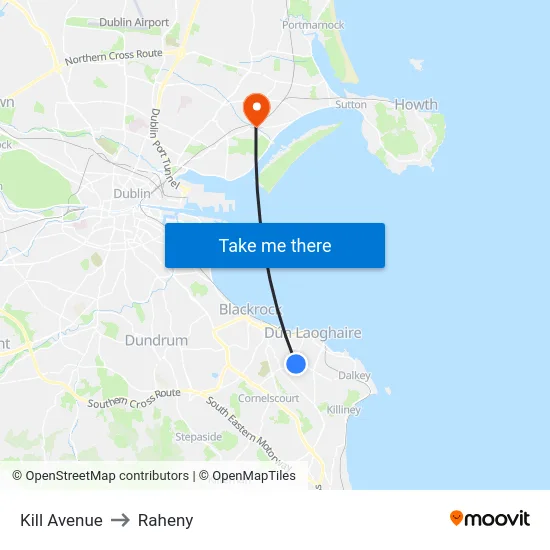 Kill Avenue to Raheny map