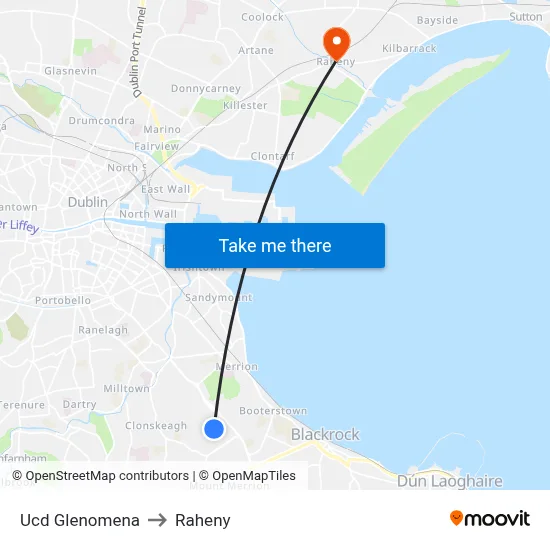 Ucd Glenomena to Raheny map