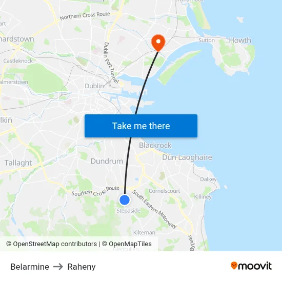 Belarmine to Raheny map